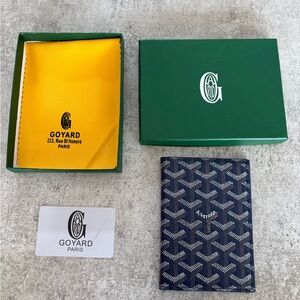 Goyard Navy Blue Goyardine Card & Key Holder